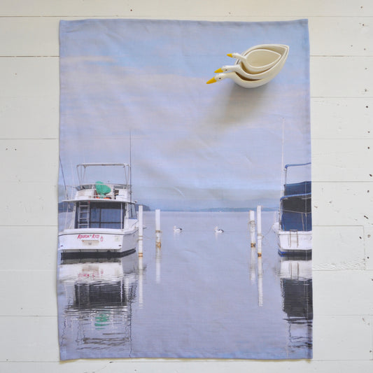 Lakeside Cruising Tea Towel - 100% Linen