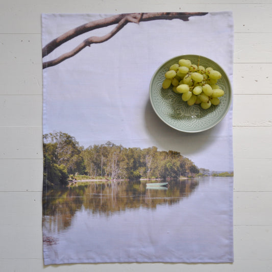 The Green Boat Tea Towel - 100% Linen