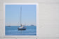 Pinch River unframed 17cm x 17cm Photographic Print on Paper Titled: Sail Away with Me. The subject of the print is a sailboat on the ocean. Top view.