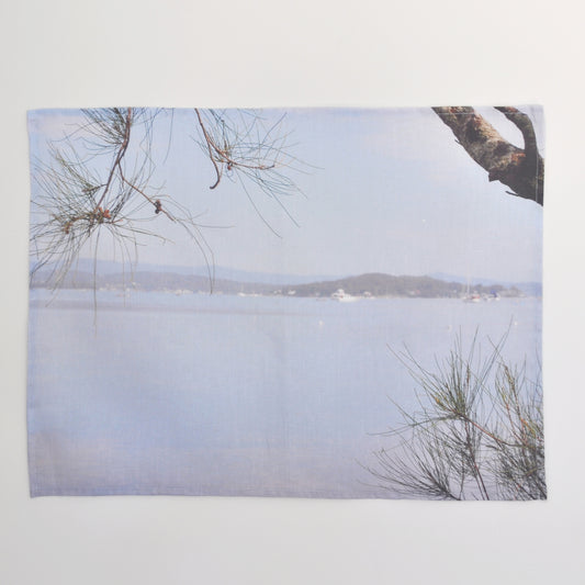 Hazy Lakeside Morning - 100% Linen Tea Towel