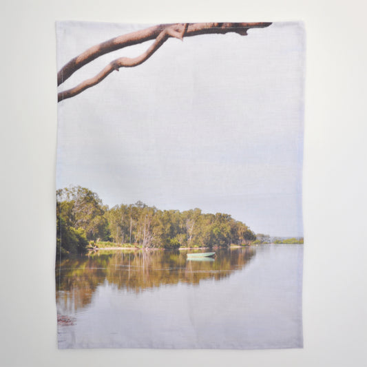 The Green Boat Tea Towel - 100% Linen