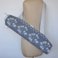 Pinch River yoga mat bag in Kangaroo Paw print in Tempest on Silver Ash (colourway 3_v1), on dressmakers dummy. Full view.